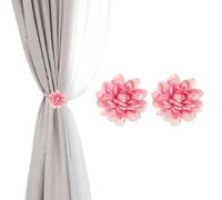 PATIKIL Lotus Flower Curtain Tiebacks, 2 Pcs Artificial Floral Curtain Tie Clips, Modern Curtain Holder Buckles, Window Drapery Decorative Clips for Home, Room, Office, Rose