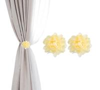 PATIKIL Lotus Flower Curtain Tiebacks, 2 Pcs Artificial Floral Curtain Tie Clips, Modern Curtain Holder Buckles, Window Drapery Decorative Clips for Home, Room, Office, Yellow