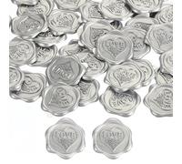 PATIKIL Love Wax Seal Stickers, 50 Pack Embossed Self Adhesive Sticker for Envelope Letter Wedding Invitation Card Birthday Party Gift, Silver