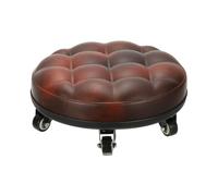 PATIKIL Low Roller Seat Wheel Stool Chair PU Leather Short Low Rolling Stool with Universal Wheel for Home Office Fitness (Red), 5.1" Height