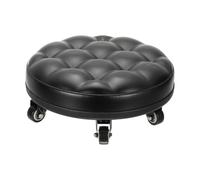 PATIKIL Low Roller Seat Wheel Stool Chair PU Leather Short Low Rolling Stool with Universal Wheel for Home Office Fitness (Brown), 5.1" Height