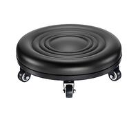 PATIKIL Low Rolling Stool Chair - PU Leather Universal Wheel Seat for Home Office Fitness - Round Roller Stool (Black)