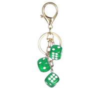 PATIKIL Lucky Dice Keychain Charm, Resin 3D Cube Square Mini Dice Keyrings Holder with 3 Pendants for Bag, Wallet, Purse, Car, Cellphone Accessories, Green