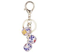 PATIKIL Lucky Dice Keychain Charm, Resin 3D Cube Square Mini Dice Keyrings Holder with 3 Pendants for Bag, Wallet, Purse, Car, Cellphone Accessories, Clear
