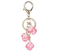 PATIKIL Lucky Dice Keychain Charm, Resin 3D Cube Square Mini Dice Keyrings Holder with 3 Pendants for Bag, Wallet, Purse, Car, Cellphone Accessories, Pink