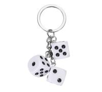 PATIKIL Lucky Dice Keychain Charm, Resin 3D Cube Square Mini Dice Keyrings with 3 Pendants for Bag, Wallet, Purse, Car, Cellphone Accessories, White