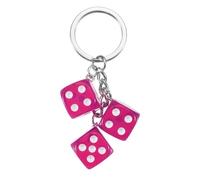 PATIKIL Lucky Dice Keychain Charm, Resin 3D Cube Square Mini Dice Keyrings with 3 Pendants for Bag, Wallet, Purse, Car, Cellphone Accessories, Rose Red