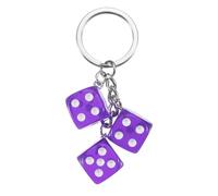 PATIKIL Lucky Dice Keychain Charm, Resin 3D Cube Square Mini Dice Keyrings with 3 Pendants for Bag, Wallet, Purse, Car, Cellphone Accessories, Purple