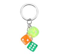 PATIKIL Lucky Dice Keychain Charm, Resin 3D Cube Square Mini Dice Keyrings with 3 Pendants for Bag, Wallet, Purse, Car, Cellphone Accessories, Green/Orange
