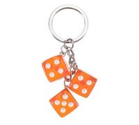 PATIKIL Lucky Dice Keychain Charm, Resin 3D Cube Square Mini Dice Keyrings with 3 Pendants for Bag, Wallet, Purse, Car, Cellphone Accessories, Orange