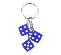 PATIKIL Lucky Dice Keychain Charm, Resin 3D Cube Square Mini Dice Keyrings with 3 Pendants for Bag, Wallet, Purse, Car, Cellphone Accessories, Blue