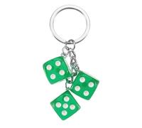 PATIKIL Lucky Dice Keychain Charm, Resin 3D Cube Square Mini Dice Keyrings with 3 Pendants for Bag, Wallet, Purse, Car, Cellphone Accessories, Green