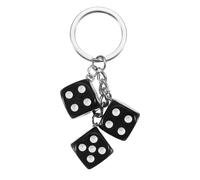 PATIKIL Lucky Dice Keychain Charm, Resin 3D Cube Square Mini Dice Keyrings with 3 Pendants for Bag, Wallet, Purse, Car, Cellphone Accessories, Black