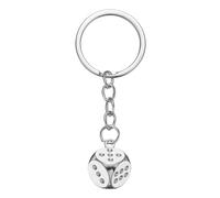 PATIKIL Lucky Dice Keychain Charm, Retro Alloy 3D Cube Square Mini Dice Keyrings with Pendants for Bag, Wallet, Purse, Car, Cellphone Accessories, Silver