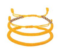 PATIKIL Lucky Handmade Braided Rope String Bracelet, 2pcs Round Adjustable Prayer Protection Bracelet for Family Women Anniversary Jewelry Gifts, Yellow/Yellow Series
