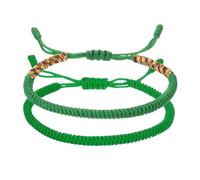 PATIKIL Lucky Handmade Braided Rope String Bracelet, 2pcs Round Adjustable Prayer Protection Bracelet for Family Women Anniversary Jewelry Gifts, Grass Green/Grass Green Series