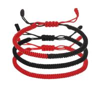 PATIKIL Lucky Handmade Braided Rope String Bracelet, 3pcs Round Adjustable Prayer Protection Bracelet for Family Women Anniversary Jewelry Gifts, Red/Black/Red