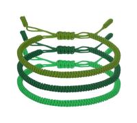 PATIKIL Lucky Handmade Braided Rope String Bracelet, 3pcs Round Adjustable Prayer Protection Bracelet for Family Women Anniversary, Green/Grass Green/Dark Green (Solid Color Series)