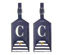 PATIKIL Luggage Tags 2 Pack PU Leather Embroidered Suitcase Tag Letter Travel Tag Privacy Protection Labels for Travel Baggage Suitcase, Purple
