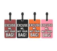 PATIKIL Luggage Tags (Excuse Me, Not Your Bag), 4Pcs PVC Funny Travel Baggage Bag Tags Suitcase Identifier Label for Women Men, Orange/Burgundy/Black/Hot Pink