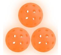 PATIKIL Luminous Pickleball Balls, 40 Holes Glow in the Dark Pickleball 3 Pack Outdoor Pickleball Balls with Mesh Bag for Indoor and Outdoor Sport, Orange