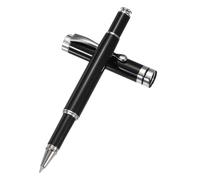PATIKIL Luxury Metal Rollerball Pen, 0.5mm Black Ink Metal Ballpoint Luxury Grade Craftsmanship Gift for Men Women Office Signature Writing, Black Silver Tone