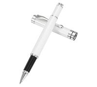 PATIKIL Luxury Metal Rollerball Pen, 0.5mm Black Ink Metal Ballpoint Luxury Grade Craftsmanship Gift for Men Women Office Signature Writing, White Silver Tone
