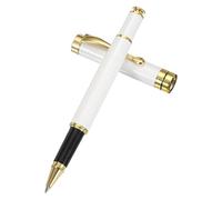 PATIKIL Luxury Metal Rollerball Pen, 0.5mm Black Ink Metal Ballpoint Luxury Grade Craftsmanship Gift for Men Women Office Signature Writing, White Gold Tone