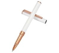 PATIKIL Luxury Metal Rollerball Pen, 0.5mm Black Ink Metal Ballpoint Luxury Grade Craftsmanship Gift for Men Women Office Signature Writing, White Rose Gold Tone