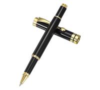 PATIKIL Luxury Metal Rollerball Pen, 0.5mm Black Ink Metal Ballpoint Luxury Grade Craftsmanship Gift for Men Women Office Signature Writing, Black Gold Tone