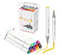 PATIKIL M&G 24 Colors Alcohol Double-Ended Markers, 24 Pcs Large Capacity Paint Pens Easy Coloring Paint Pen Set for Painting Beginners DIY Craft Art Drawing Canvas