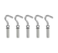 PATIKIL M10 Concrete Wall Hook, 5 Pcs 304 Stainless Steel Expansion Hook Open Cup Screw for Indoor Outdoor Ceiling Concrete Walls Masonry, Silver