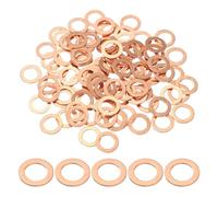 PATIKIL M10 Copper Washer Sealing Ring, 100 Pieces 10mm ID 16mm OD 1mm Thickness Metric Flat Sealing Gasket Crush Washer for Screws Bolt Sump Plugs Oil Drain