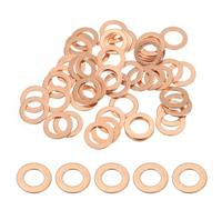 PATIKIL M10 Copper Washer Sealing Ring, 50 Pieces 10mm ID 16mm OD 1mm Thickness Metric Flat Sealing Gasket Crush Washer for Screws Bolt Sump Plugs Oil Drain