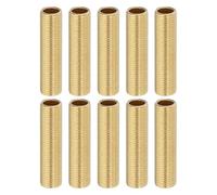 PATIKIL M10 Fine Thread Brass Lamp Pipe Nipple, 10 Pcs 40mm/ 1.6" Length Hollow Tube Adapter Coupler Connector Pipe Fitting Hardware DIY Repair Part for Lamp Lights