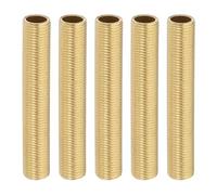 PATIKIL M10 Fine Thread Brass Lamp Pipe Nipple, 5 Pcs 65mm/ 2.6" Length Hollow Tube Adapter Coupler Connector Pipe Fitting Hardware DIY Repair Part for Lamp Lights