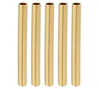 PATIKIL M10 Fine Thread Brass Lamp Pipe Nipple, 5 Pcs 95mm/ 3.7" Length Hollow Tube Adapter Coupler Connector Pipe Fitting Hardware DIY Repair Part for Lamp Lights