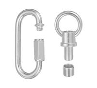 PATIKIL M10 Fine Thread Lamp Female Loop Holder with M12 Adapter Chain Quick Link, Lifting Eye Nut Hook Ring Structural Support to Chandelier, 132 lbs Load Silver Tone