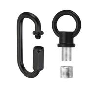 PATIKIL M10 Fine Thread Lamp Female Loop Holder with M12 Adapter Chain Quick Link, Lifting Eye Nut Hook Ring Structural Support to Chandelier, 44 lbs Load Black