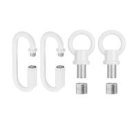PATIKIL M10 Fine Thread Lamp Female Loop Holder with M12 Adapter Chain Quick Link, Lifting Eye Nut Hook Ring Structural Support to Chandelier, 44 lbs Load White Pack of 2