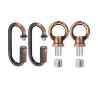 PATIKIL M10 Fine Thread Lamp Female Loop Holder with M12 Adapter Chain Quick Link, Lifting Eye Nut Hook Ring Structural Support to Chandelier, 88 lbs Load Red Bronze Pack of 2