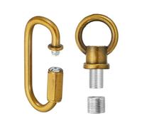 PATIKIL M10 Fine Thread Lamp Female Loop Holder with M12 Adapter Chain Quick Link, Lifting Eye Nut Hook Ring Structural Support to Chandelier, 44 lbs Load Gold Bronze