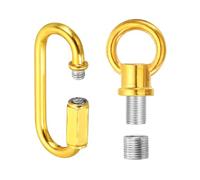 PATIKIL M10 Fine Thread Lamp Female Loop Holder with M12 Adapter Chain Quick Link, Lifting Eye Nut Hook Ring Structural Support to Chandelier, 88 lbs Load Gold