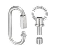 PATIKIL M10 Fine Thread Lamp Female Loop Holder with M12 Adapter Chain Quick Link, Lifting Eye Nut Hook Ring Structural Support to Chandelier, 88 lbs Load Silver Tone