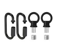 PATIKIL M10 Fine Thread Lamp Female Loop Holder with M12 Adapter Chain Quick Link, Lifting Eye Nut Hook Ring Structural Support to Chandelier, 44 lbs Load Black Pack of 2