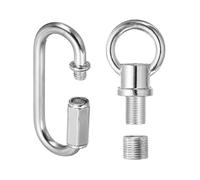 PATIKIL M10 Fine Thread Lamp Female Loop Holder with M12 Adapter Chain Quick Link, Lifting Eye Nut Hook Ring Structural Support to Chandelier, 88 lbs Load Chrome Color