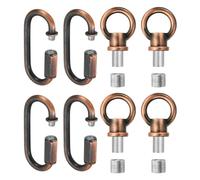 PATIKIL M10 Fine Thread Lamp Female Loop Holder with M12 Adapter Chain Quick Link, Lifting Eye Nut Hook Ring Structural Support to Chandelier, 44 lbs Load Red Bronze Pack of 4