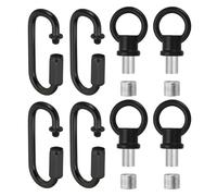 PATIKIL M10 Fine Thread Lamp Female Loop Holder with M12 Adapter Chain Quick Link, Lifting Eye Nut Hook Ring Structural Support to Chandelier, 44 lbs Load Black Pack of 4
