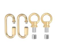 PATIKIL M10 Fine Thread Lamp Female Loop Holder with M12 Adapter Chain Quick Link, Lifting Eye Nut Hook Ring Structural Support to Chandelier, 88 lbs Load Light Gold Pack of 2