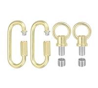 PATIKIL M10 Fine Thread Lamp Female Loop Holder with M12 Adapter Chain Quick Link, Lifting Eye Nut Hook Ring Structural Support to Chandelier, 44 lbs Load Gold Tone Pack of 2